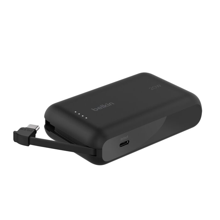 Belkin Boost Charge Power Bank 10000Mah, PD 20Watts, USB-C Integrated Cable and USB-C Port, Black