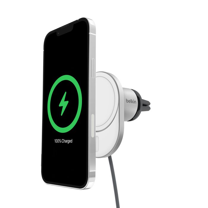 Belkin Boost Charge Pro Wireless Charging Car, Vent Mount with Magnetic Qi2, 15Watts, White