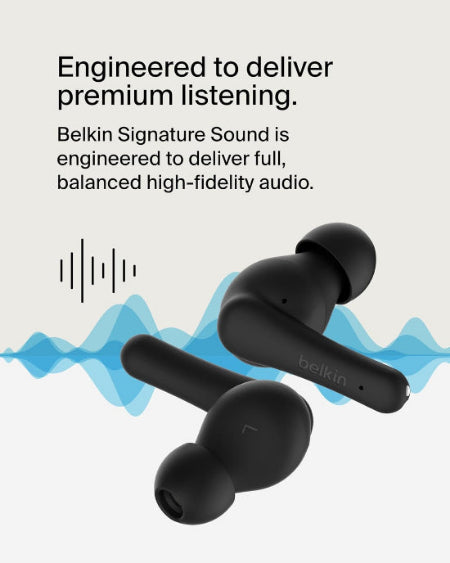 Belkin Sound Form Rhythm True Wireless Earbuds, Black Belkin Sound Form Rhythm True Wireless Earbuds, Black