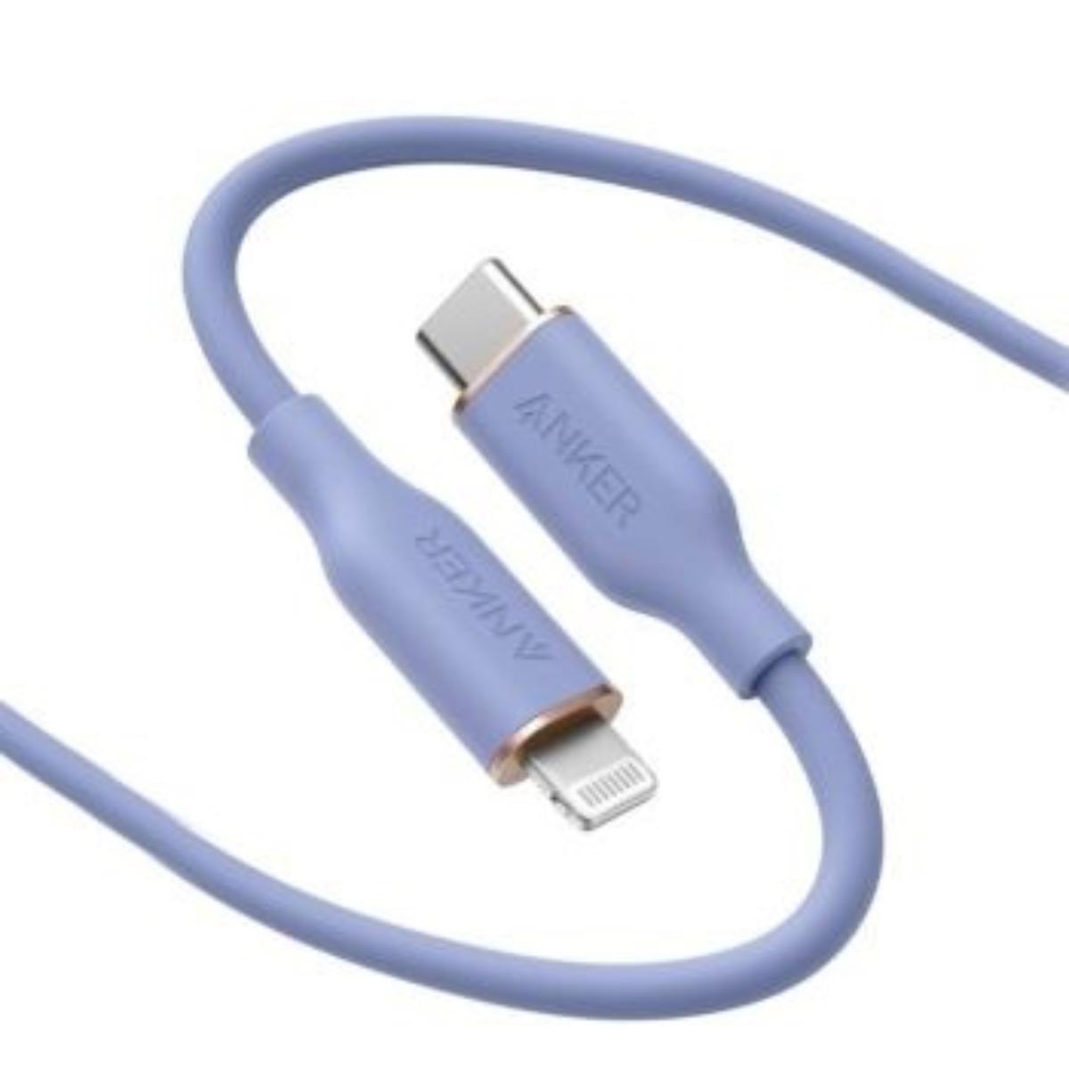 A8663HQ1/Anker PowerLine III Flow USB-C with Lightning Connector 6ft Purple Iteration 1 Cable / Purple / C with Lightning Connector 6ft