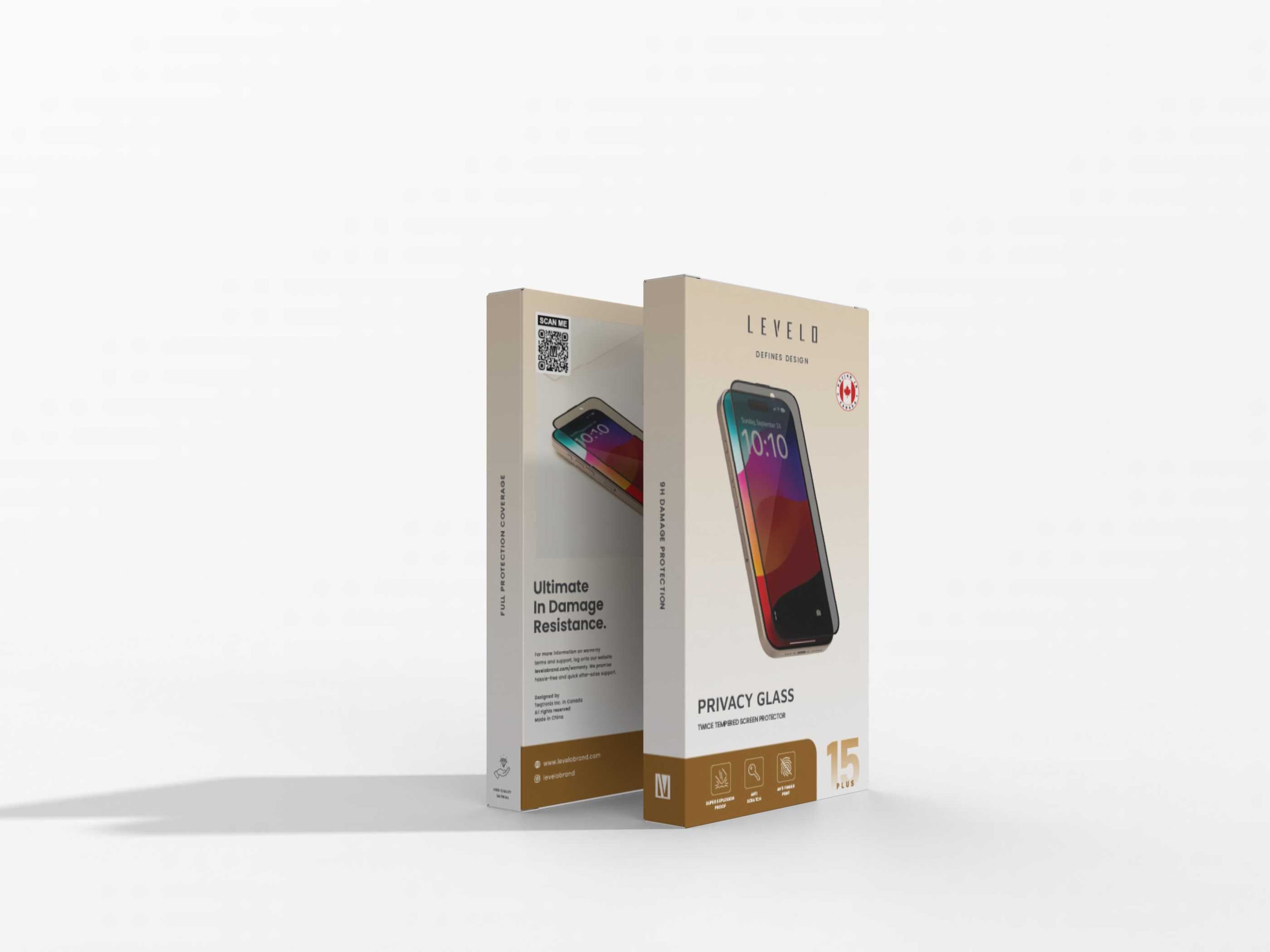 LVLPTT15PL-BK/Levelo Full Screen Privacy Glass For iPhone 15 Plus - 7694015092247 Case & Bags / CLEAR / Privacy Glass For iPhone 15 Plus