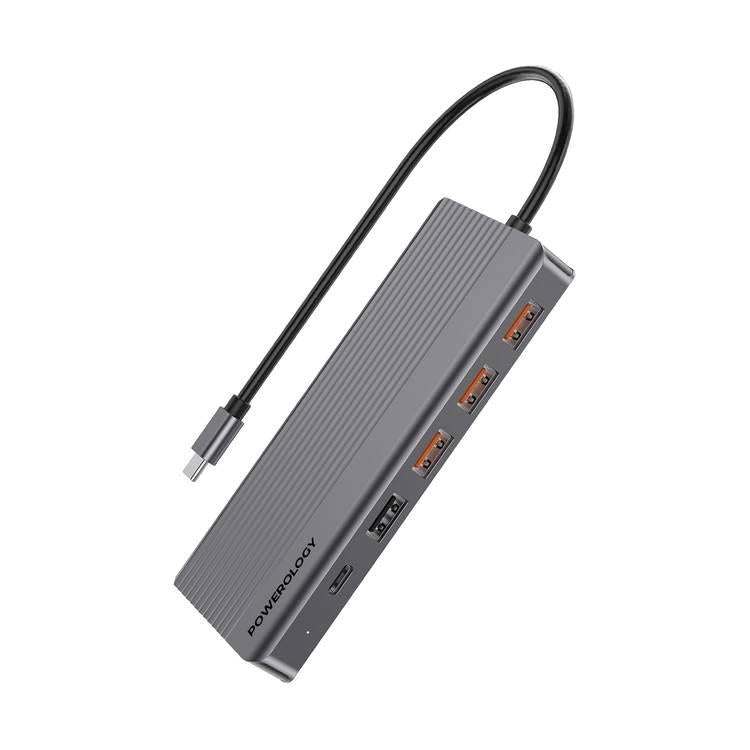 P131HBCGY / Powerology 13in1 USB-C Hub 4K HDMI , Gray - 6083749677850 Hub / Gray / 13in1 USB-C Hub 4K HDMI , Gray