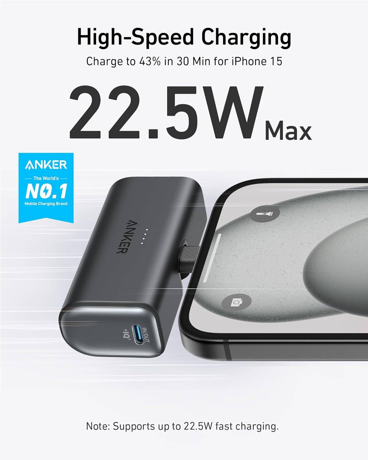 A1653H11/Anker Nano Power Bank (22.5W, Built-In USB-C Connector) Black-194644170851