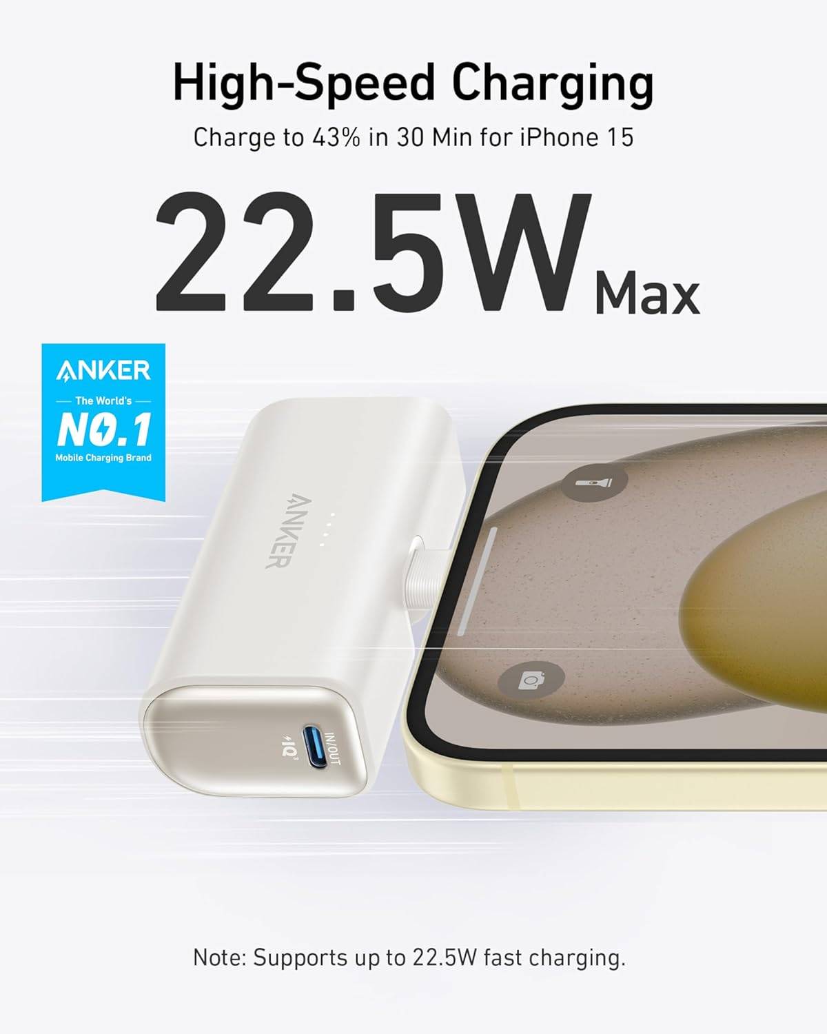 A1653H21/Anker Nano Power Bank (22.5W, Built-In USB-C Connector) White-194644152314