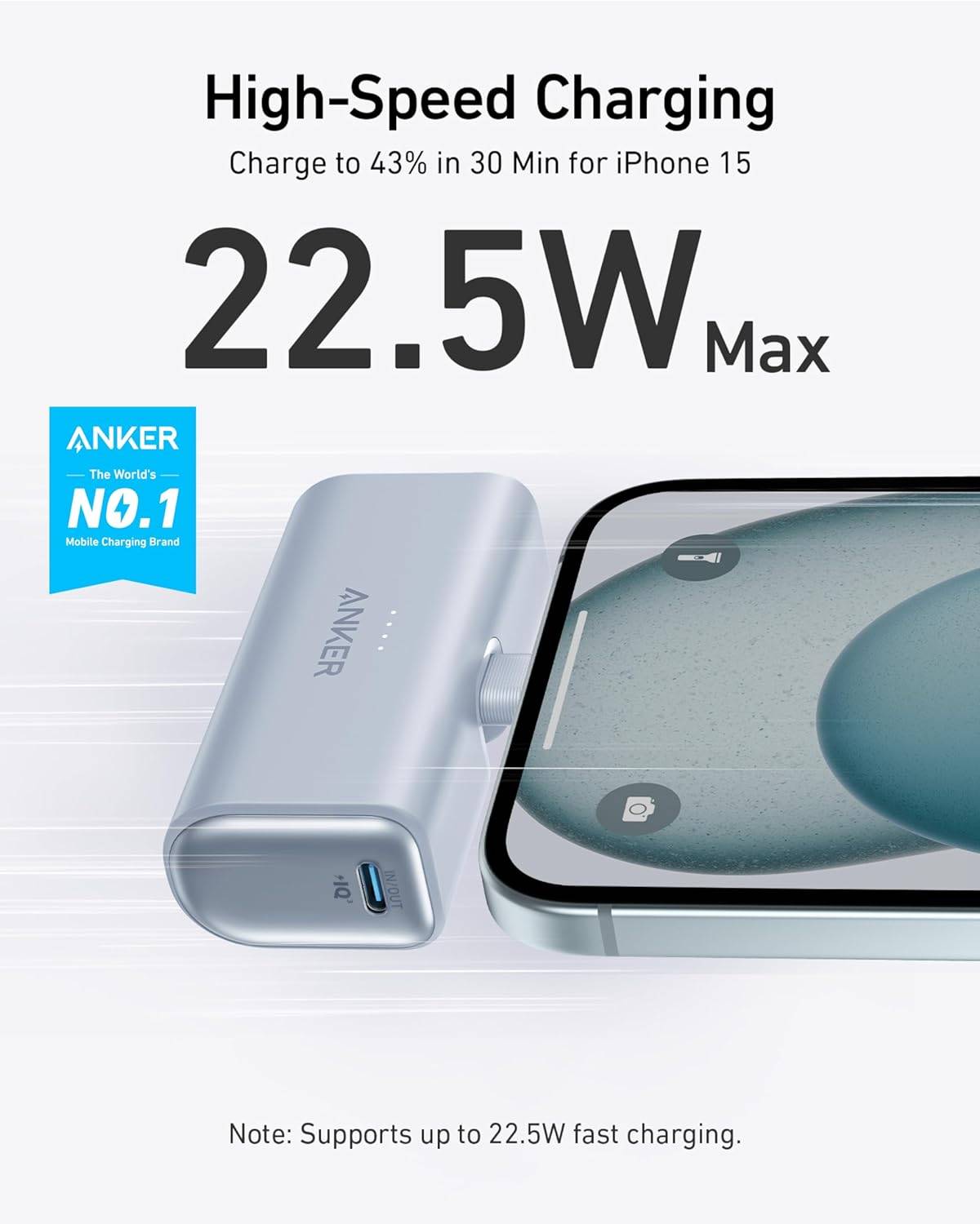 A1653H31/Anker Nano Power Bank (22.5W, Built-In USB-C Connector) Blue-194644170844