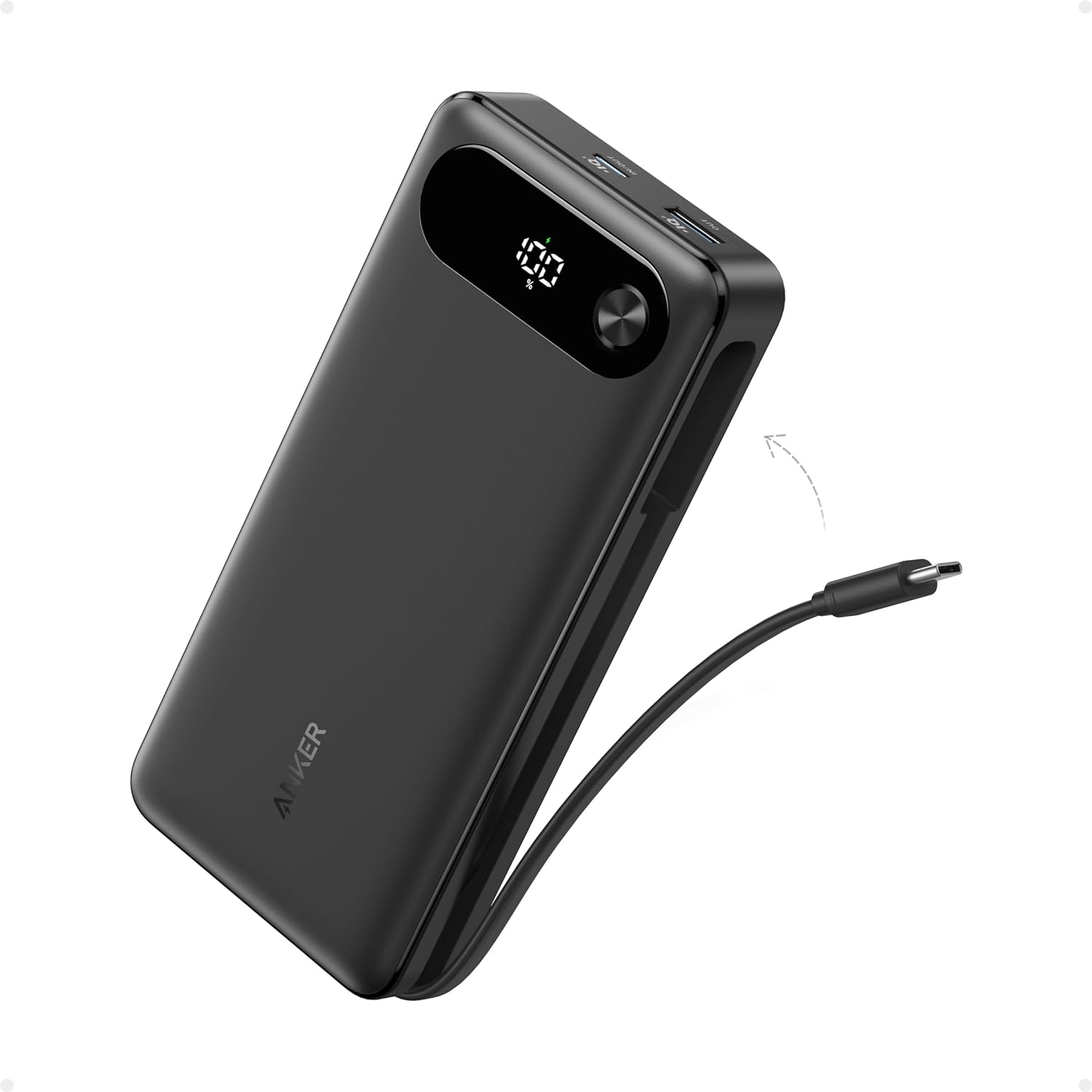 A1383H11 / Anker Power Bank (20K, 87W, Built-In USB-C Cable) Black 194644197469