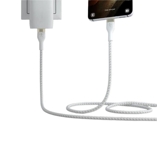 Belkin Boost Charge PRO Flex, USB-C to USB-C Braided Silicone Cable, 3Mm, White