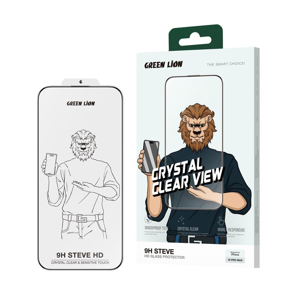 Green Lion Steve HD Screen Protector, iPhone 16 Pro Max