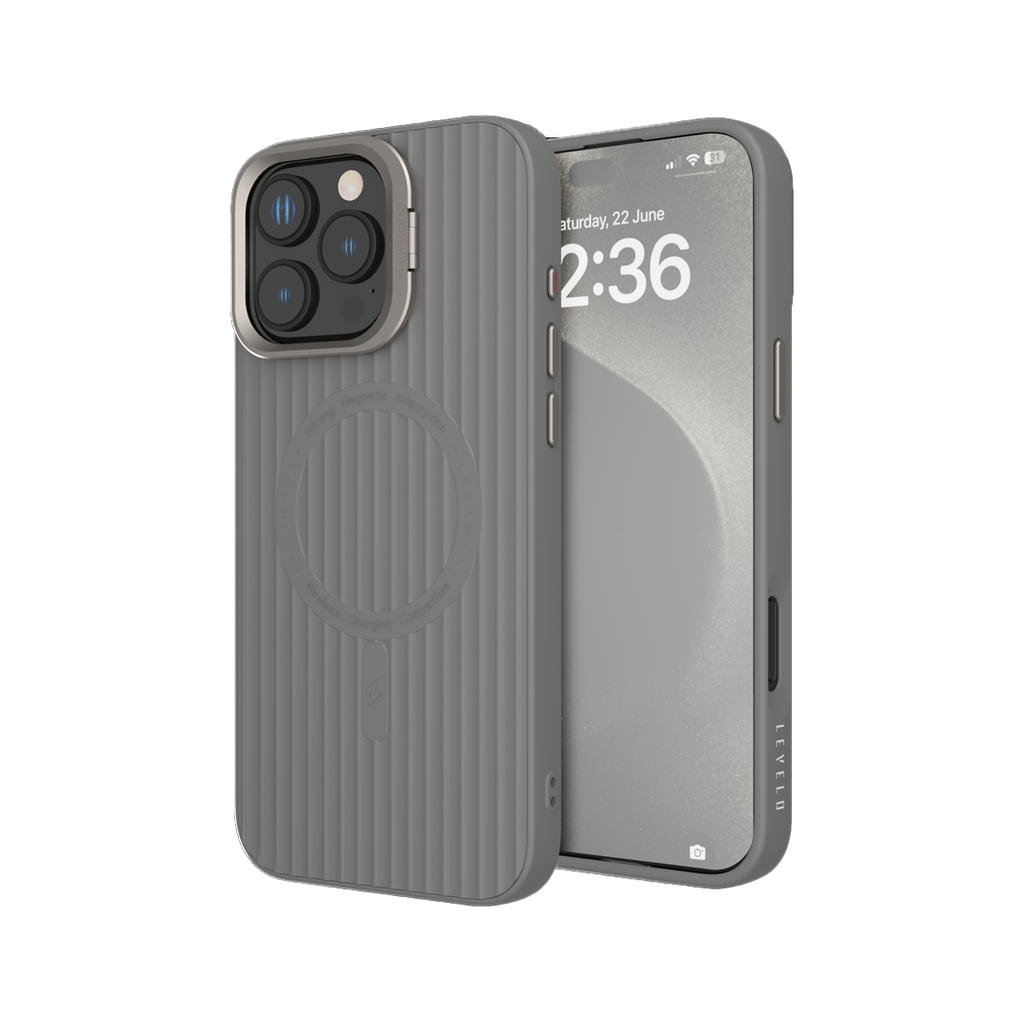 Levelo Livia TPU Silicone Case For iPhone 16 Pro Max, Grey