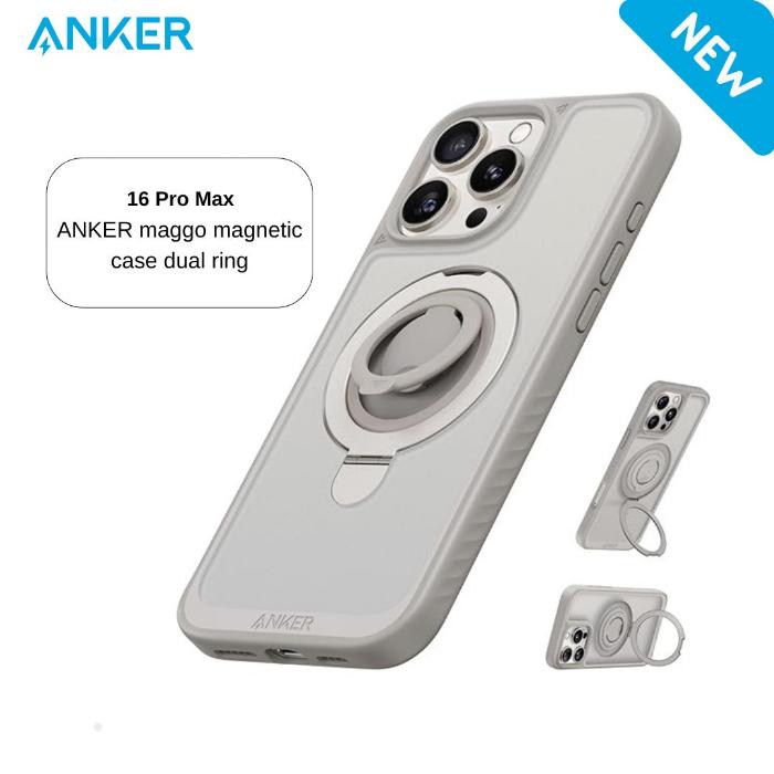 جراب Anker Mag Go المغناطيسي مع حامل 2 في 1، لهاتف iPhone 16 Pro Max، تيتانيوم