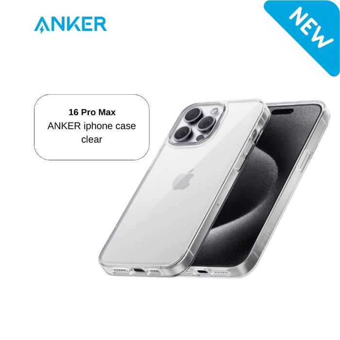 جراب Anker Mag Go المغناطيسي مع حلقة وحامل لهاتف iPhone 16 ProMax، شفاف