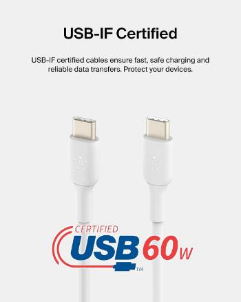 Belkin Boost Charge USB C To USB C Cable, 1.2M, White