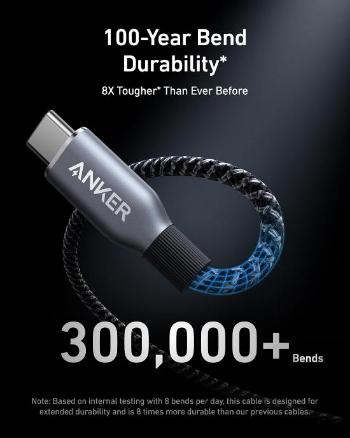 Anker Cable USB C To USB C, 1.2M, 240Watts, Upcycled Braided, Black