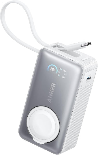 Anker MagGo Power Bank, 10000Mah, 35Watts, For Apple Watch, White