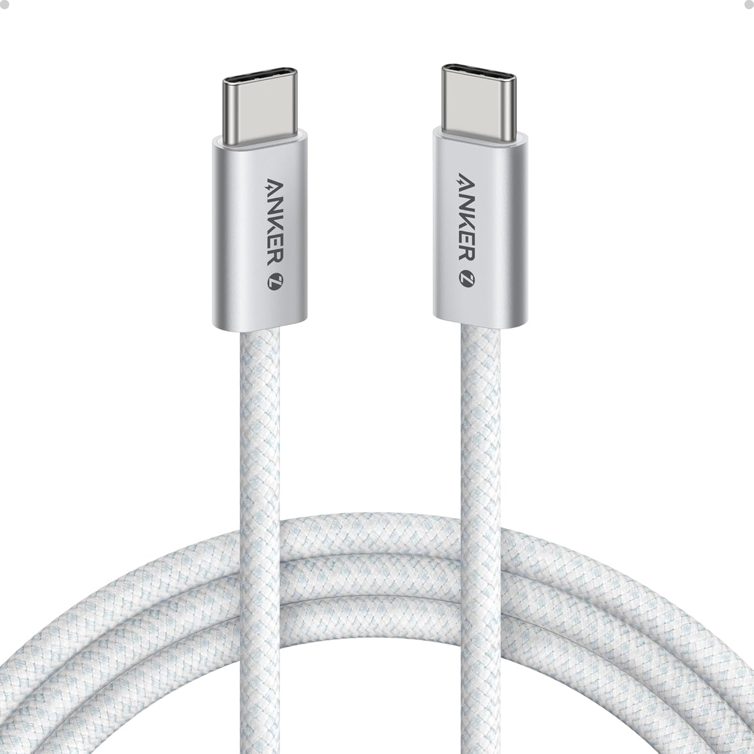 كابل شاحن سريع Anker USB-C إلى USB-C، بطول 1 متر، بقوة 240 واط، باللون الأبيض