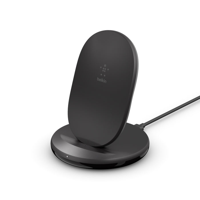 WIB002myWH/Belkin 15W Wireless Charging Stand with wall charger & USB-C Cable Adapter & Power / Black / Charging Stand with wall charger & USB-C Cable