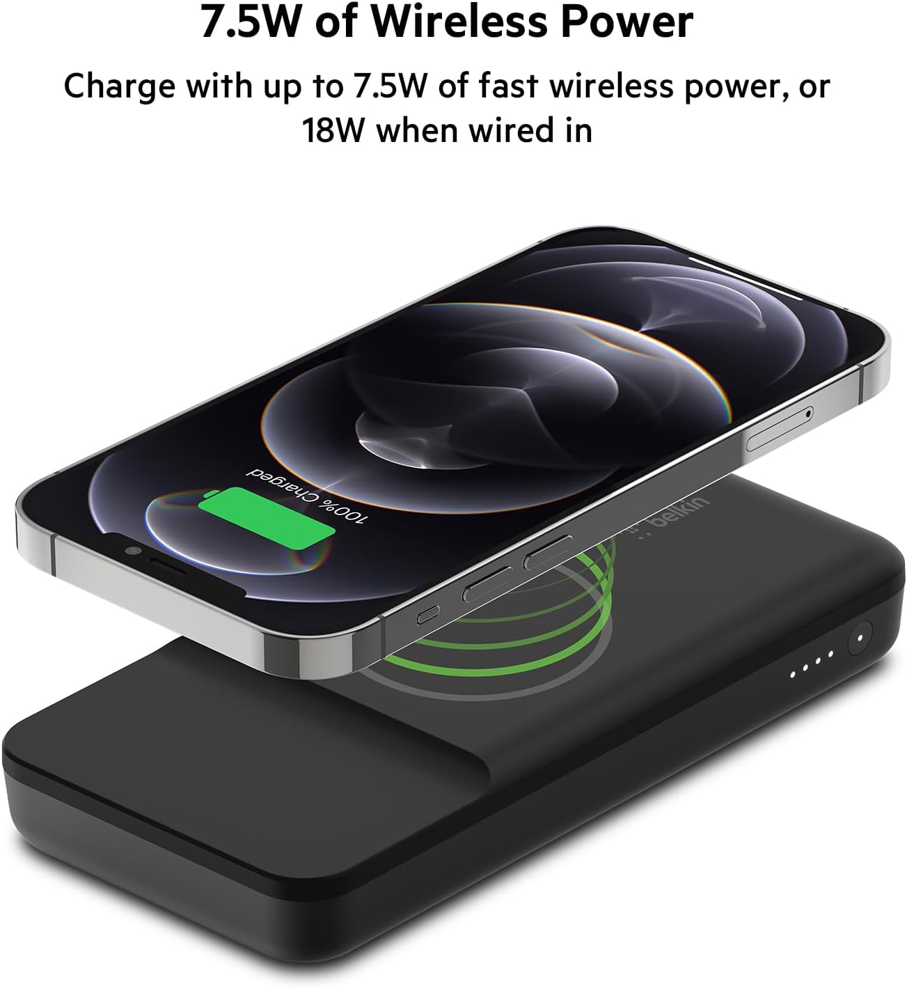 BPD001btBK/Belkin Magnetic Portable Wireless Charger 10K Power Bank + 18W USB-C PD port, Black Adapter & Power / Black / Charger 10K Power Bank + 18W USB-C PD port, Black