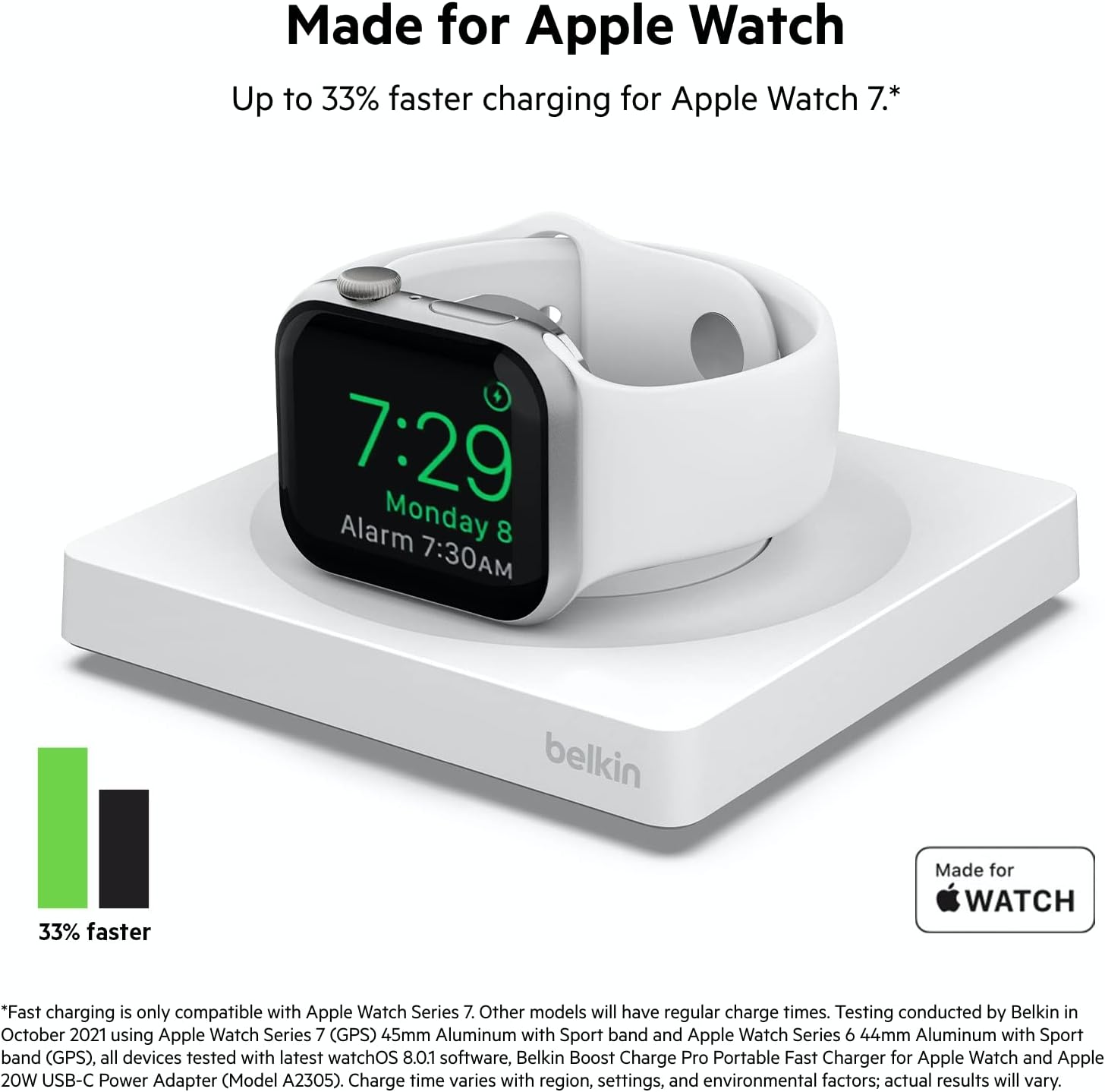 WIZ015btWH/Belkin WIZ015btWH BOOST?CHARGE™ PRO Portable Fast Charger for Apple Watch|Color: White| W Adapter & Power / White / table Fast Charger for Apple Watch