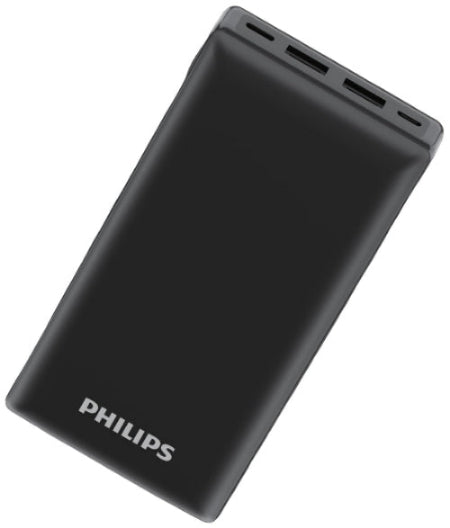 Black Philips power bank on a white background