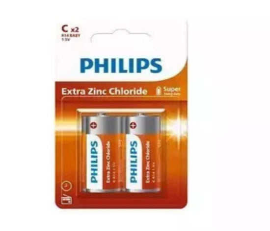 Philips Batteries Extra Zinc Chloride C 2-Blister
