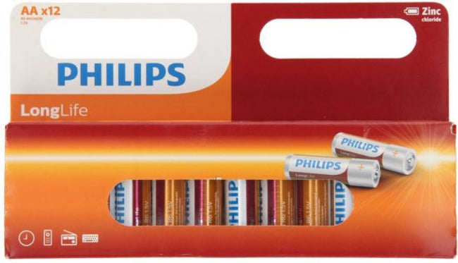 Philips Batteries Extra Zinc Chloride AA 12-Wide (W/O Inner Box)