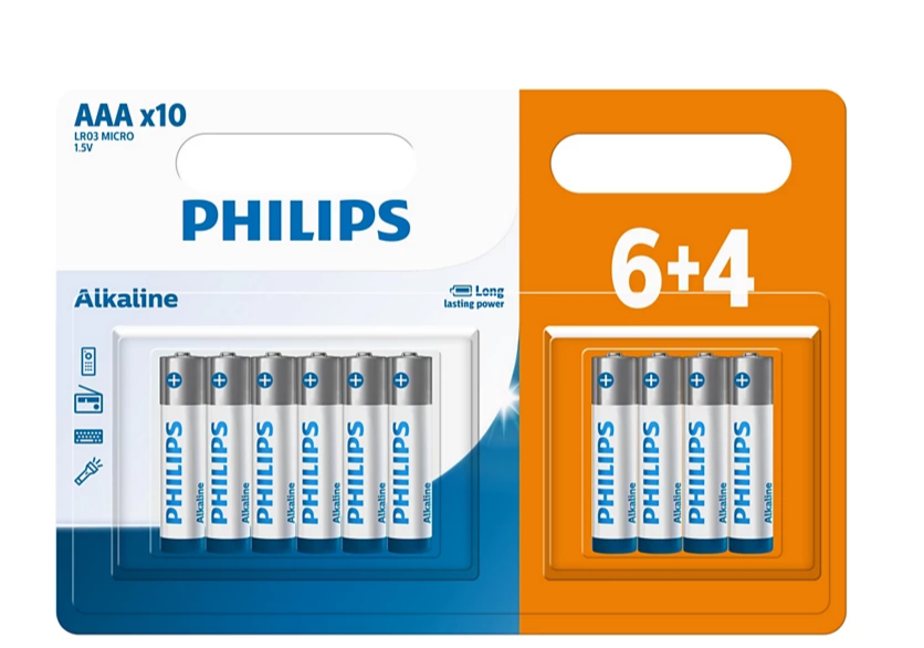 Philips Batteries Entry Alkaline AAA 6+4 Blister