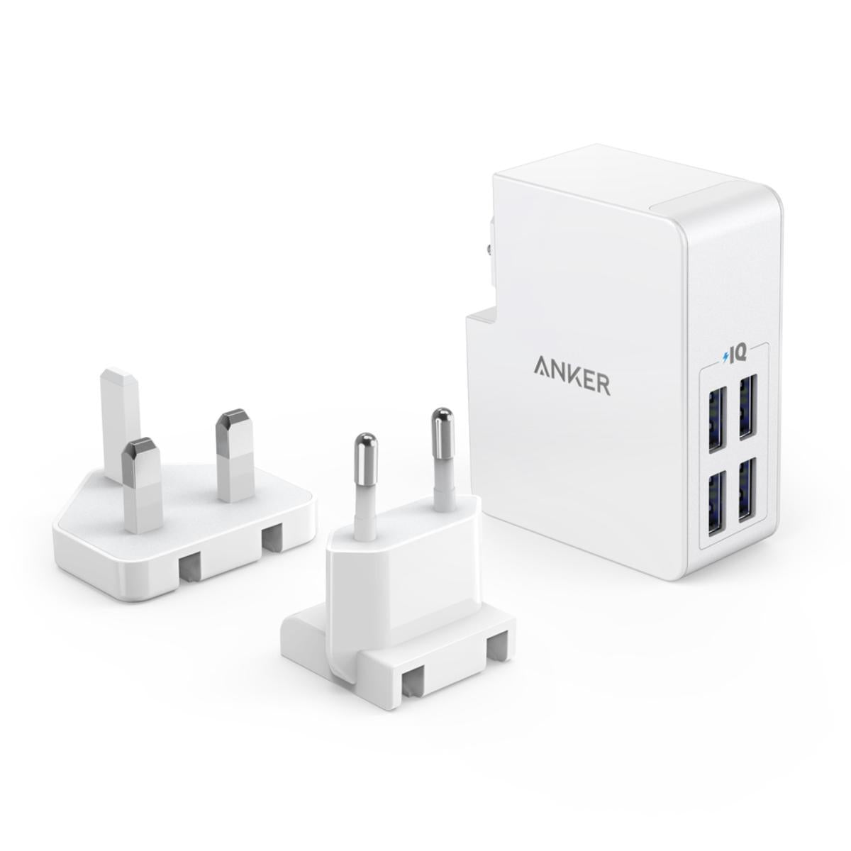 A2042L21/Anker PowerPort 4 Lite EU/ES/FR/ES+ UK White in Offline Packaging V3 Plug / White / Powe Adapter USB -A