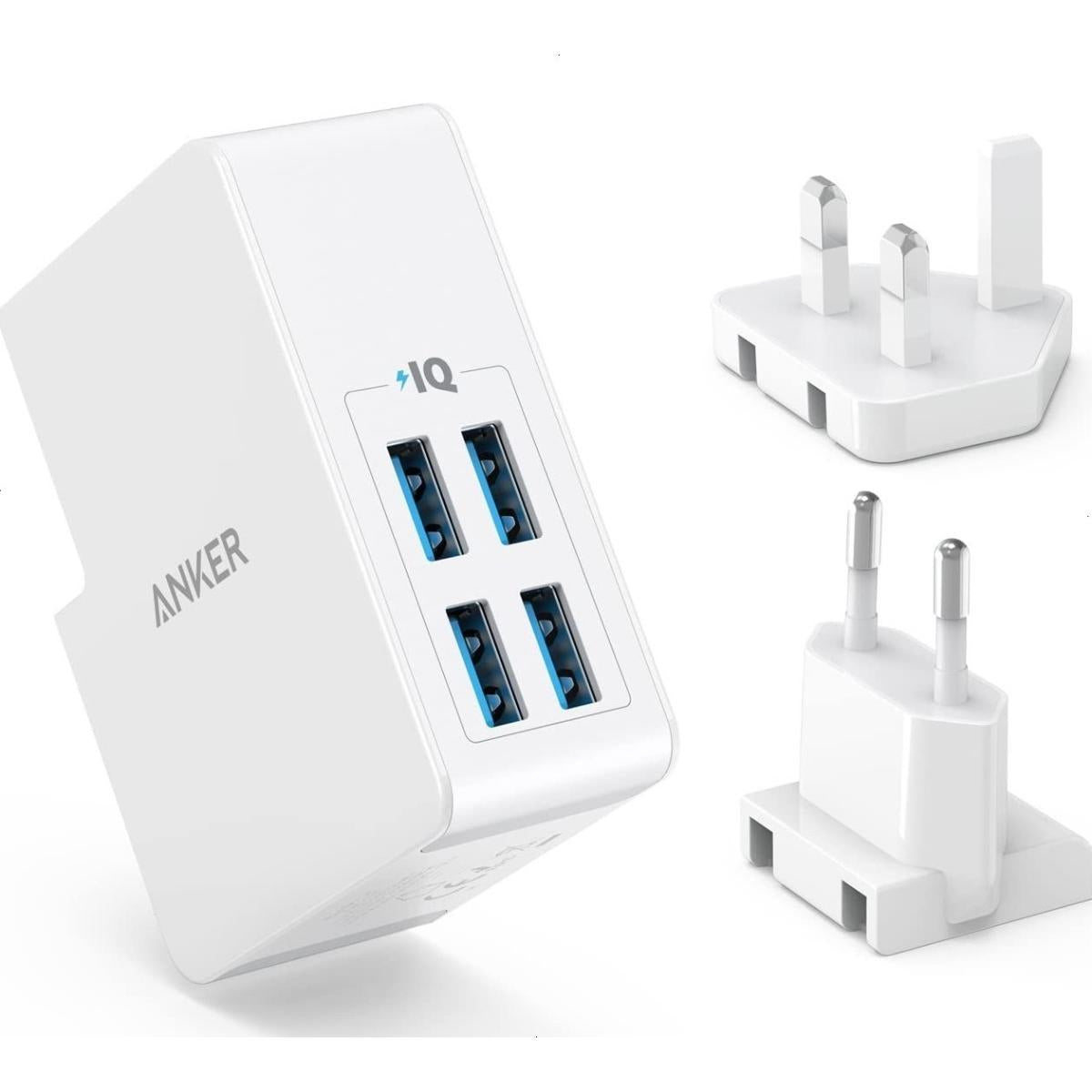 Anker Powerport 4 Lite Eu/Es/Fr/Es+ Uk White In Offline Packaging V3