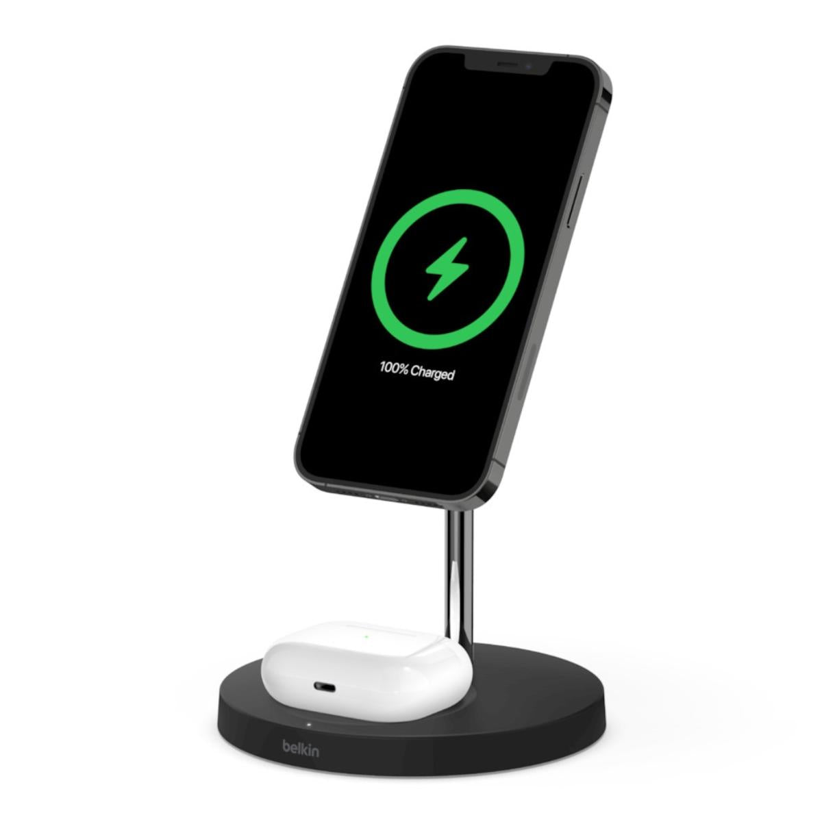 WIZ010vfBK/Belkin BOOST?CHARGE™ PRO 2-in-1 15W Wireless Charger Stand with MagSafe for Apple iPhone Wireless Charger / Black / Charger Stand with MagSafe for Apple iPhone