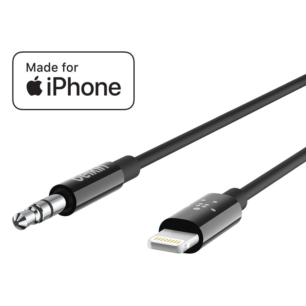 AV10172bt06-BLK/Belkin Lightning to 3.5mm Cable 1.8m Cable / Black / Lightning to 3.5mm Cable 1.8m