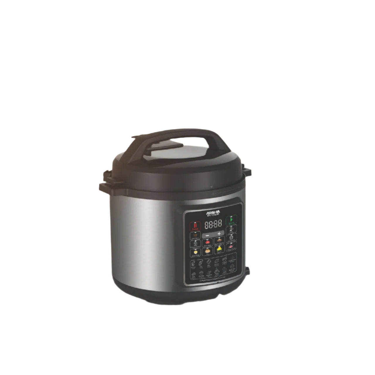 Arshia Pressure Cooker, 6Lit, 1750Watts, Black / Steel Arshia Pressure Cooker, 6Lit, 1750Watts, Black / Steel