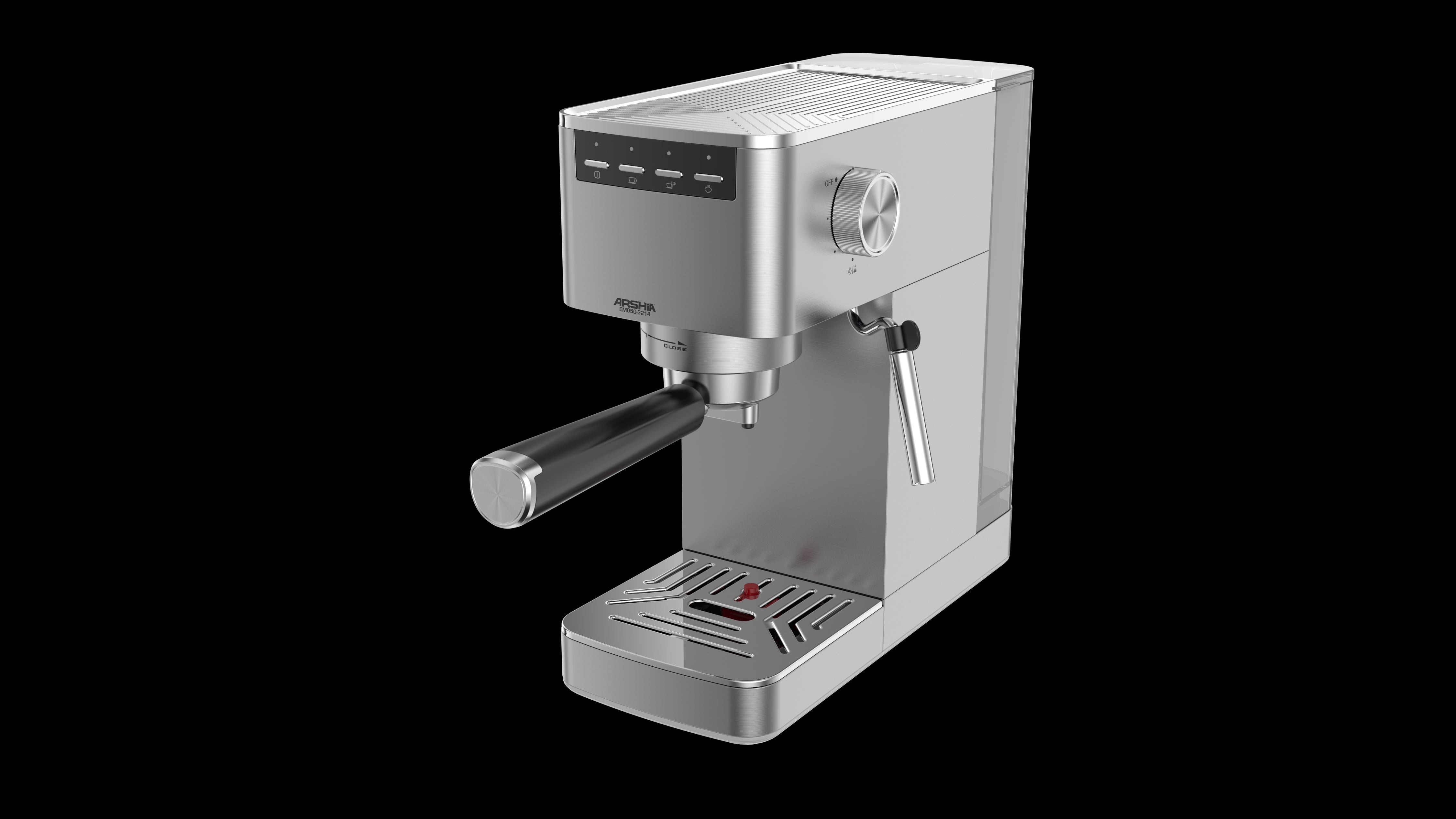 3214 / ARSHIA ESPRESSO MACHINE ,1.5 LTR TANK ,STEEL , 20 BAR , 1100 WATTMDIE-CASTING BOILER,1&2 CUP 1100 / 1500ML / American Coffee