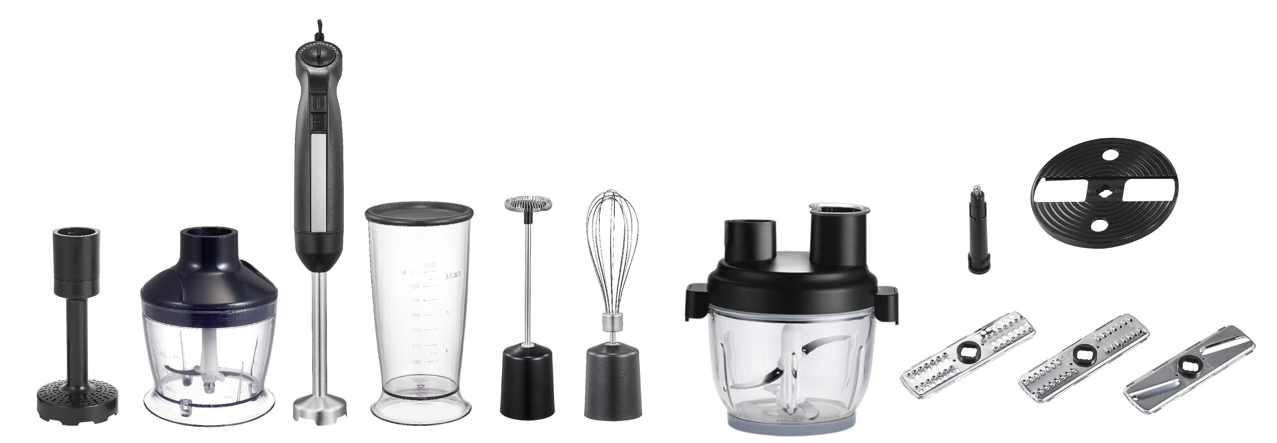 3265 / Arshia 8 In 1 Hand Blender 800ml, black, a powerful and versatile kitchen appliance with an e