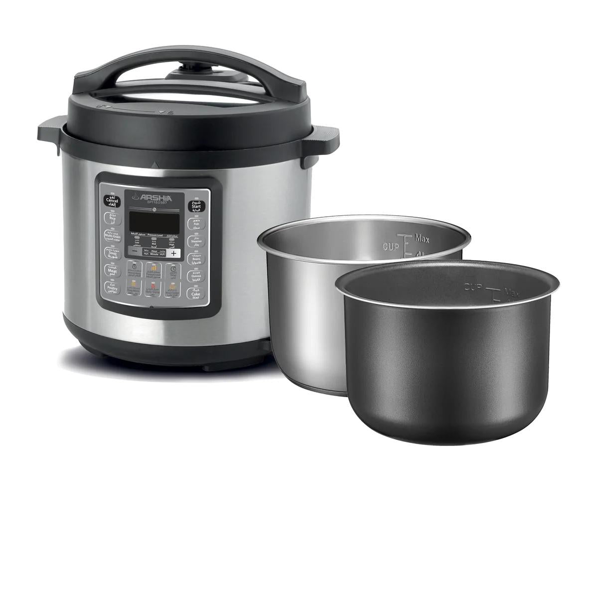 2626/ARSHIA Digital Pressure Cooker comes with tight covering for fast,well cooking,lock-in freshnes 1400 WATTS / 10 L