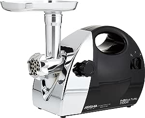 2140 / ARSHIA meat grinder 2200 W , Black, 3 stanless steel , sauage stuffing funnel, dishwasher saf 2200 WATTS / BLACK