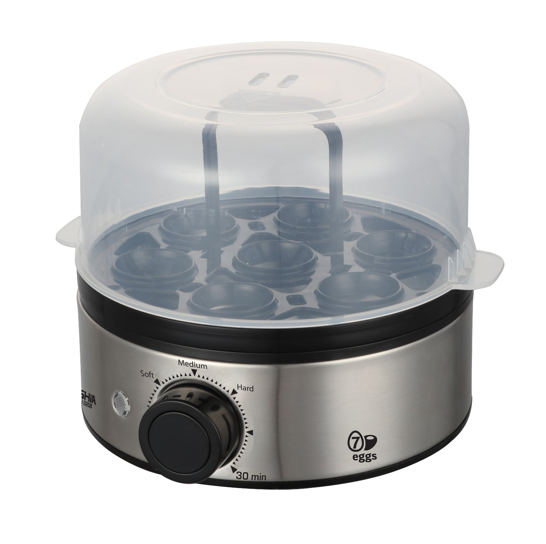 Arshia Egg Boiler 7 Eggs Steel Knob With 3 Degree Of Hardness Soft Medium 1 Cup 1