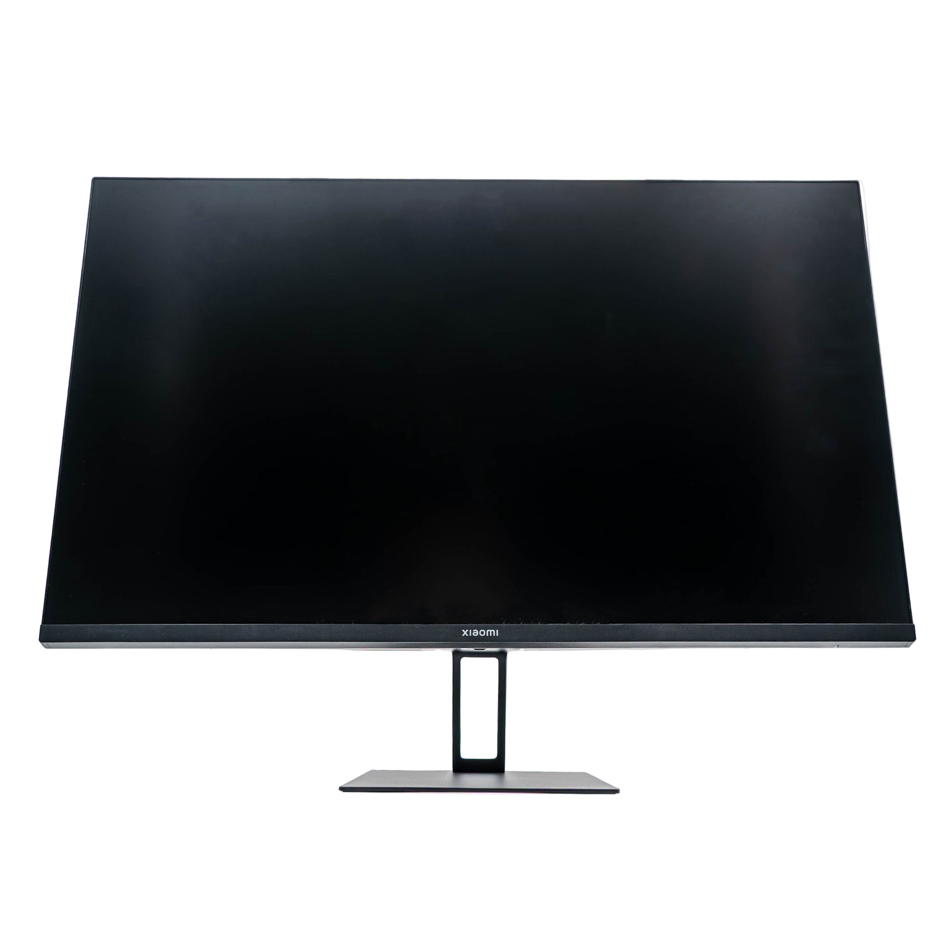 Black computer monitor on a white background