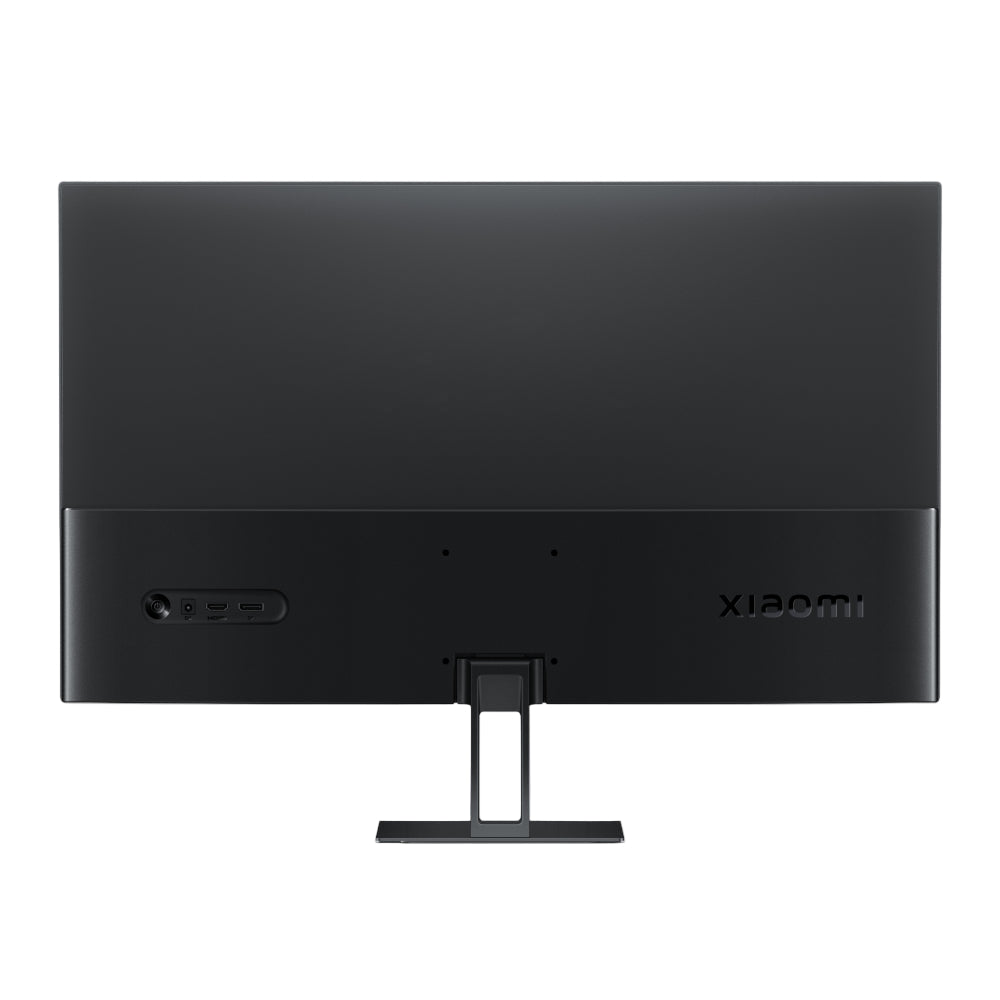 Black computer monitor with Xiaomi logo on a white background