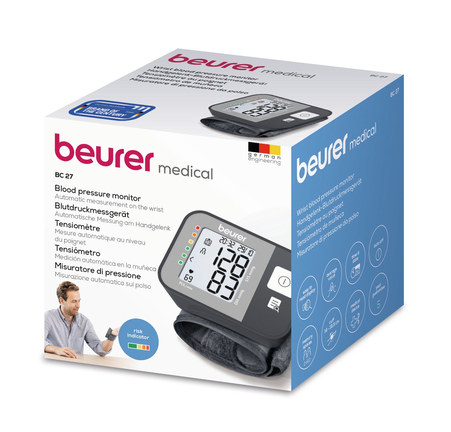 BC 27 / Beurer Wrist blood pressure monitor black, battery, Manometry detects tachycardia Average bl MONITOR / RECHARGEABLE