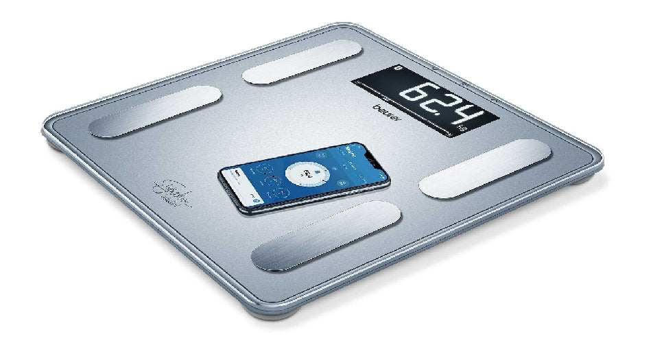 Beurer Diagnostic Bathroom Scale, Weighs Body Fat Water Muscle Percentage, Silver