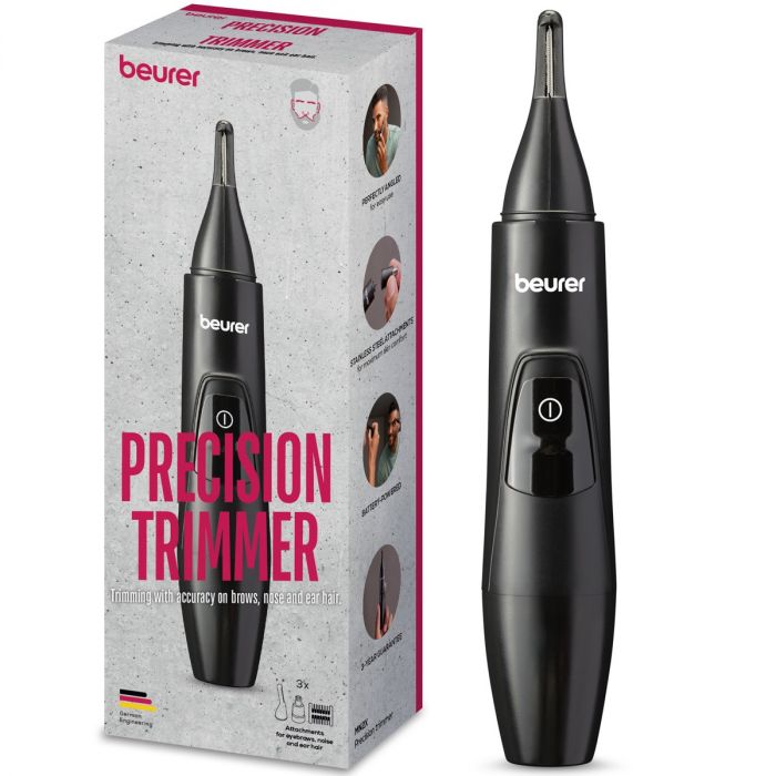 MN2X / Beurer Precision trimmer black, Incl. 3 attachments for trimming and shaping eyebrows, nose a