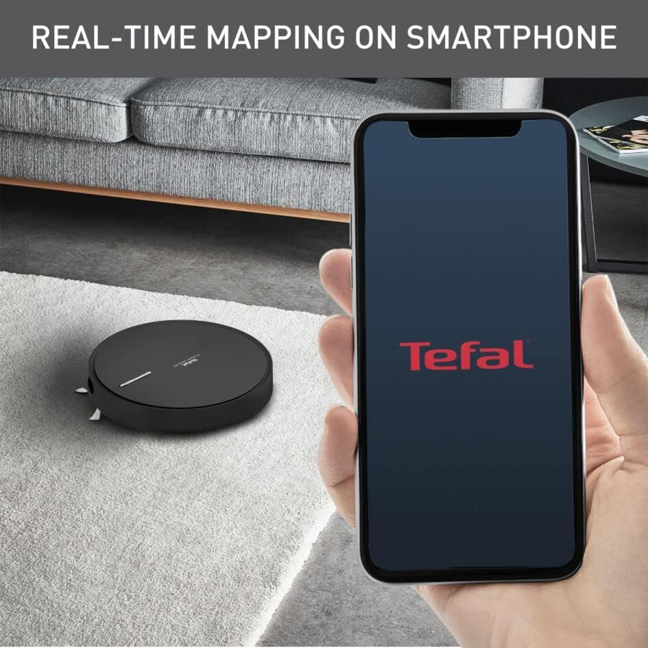 Tefal Robot Vacuum Cleaner, Smart Navigation, Ultra-Thin & Compact, Black