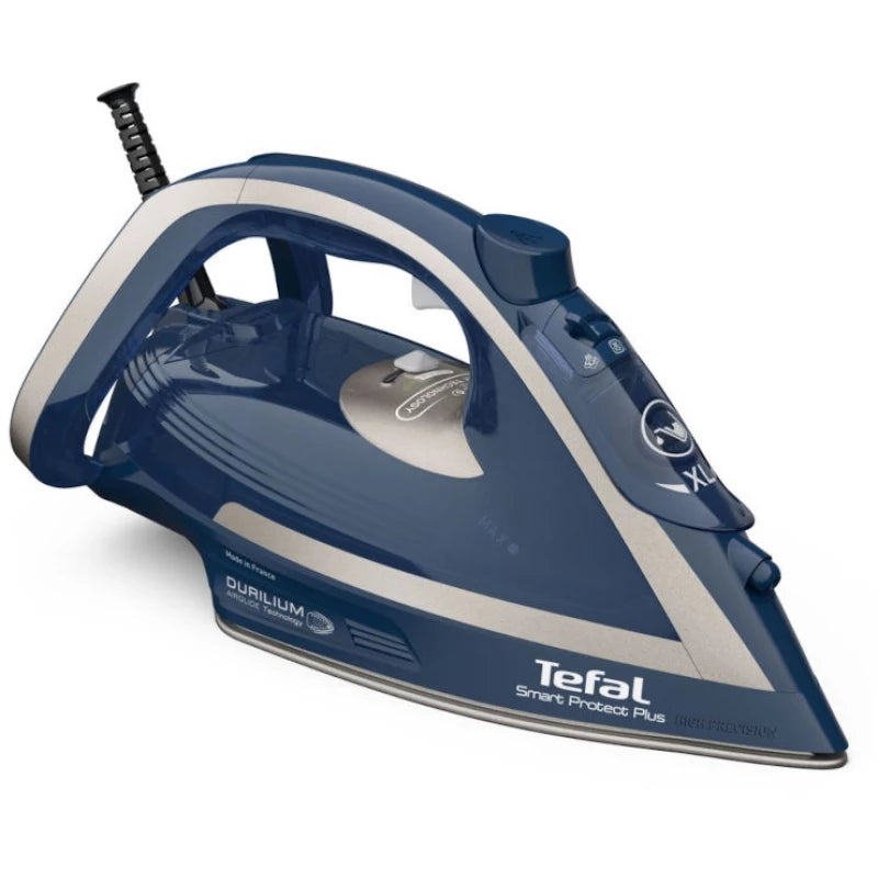 مكواة بخار Tefal الذكية بتصميم بخار متطور، لون أزرق وفضي