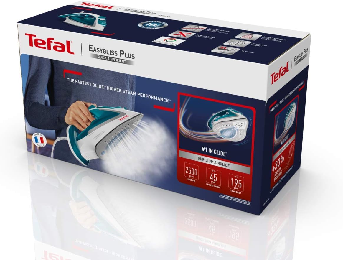 Tefal Steam Iron Easy Gliss, 195Gr, 2500Watts, Blue