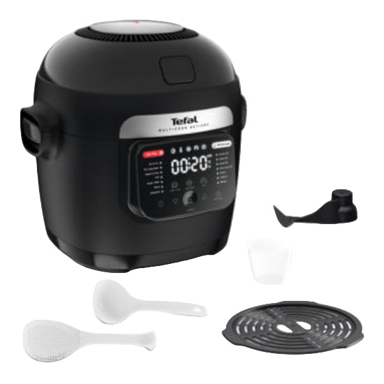 Tefal Multi Cooker & Air Fryer, Auto Stirring Tech, 14 Programmers, 6Lit, 1334Watts, Black Tefal Multi Cooker & Air Fryer, Auto Stirring Tech, 14 Programmers, 6Lit, 1334Watts, Black