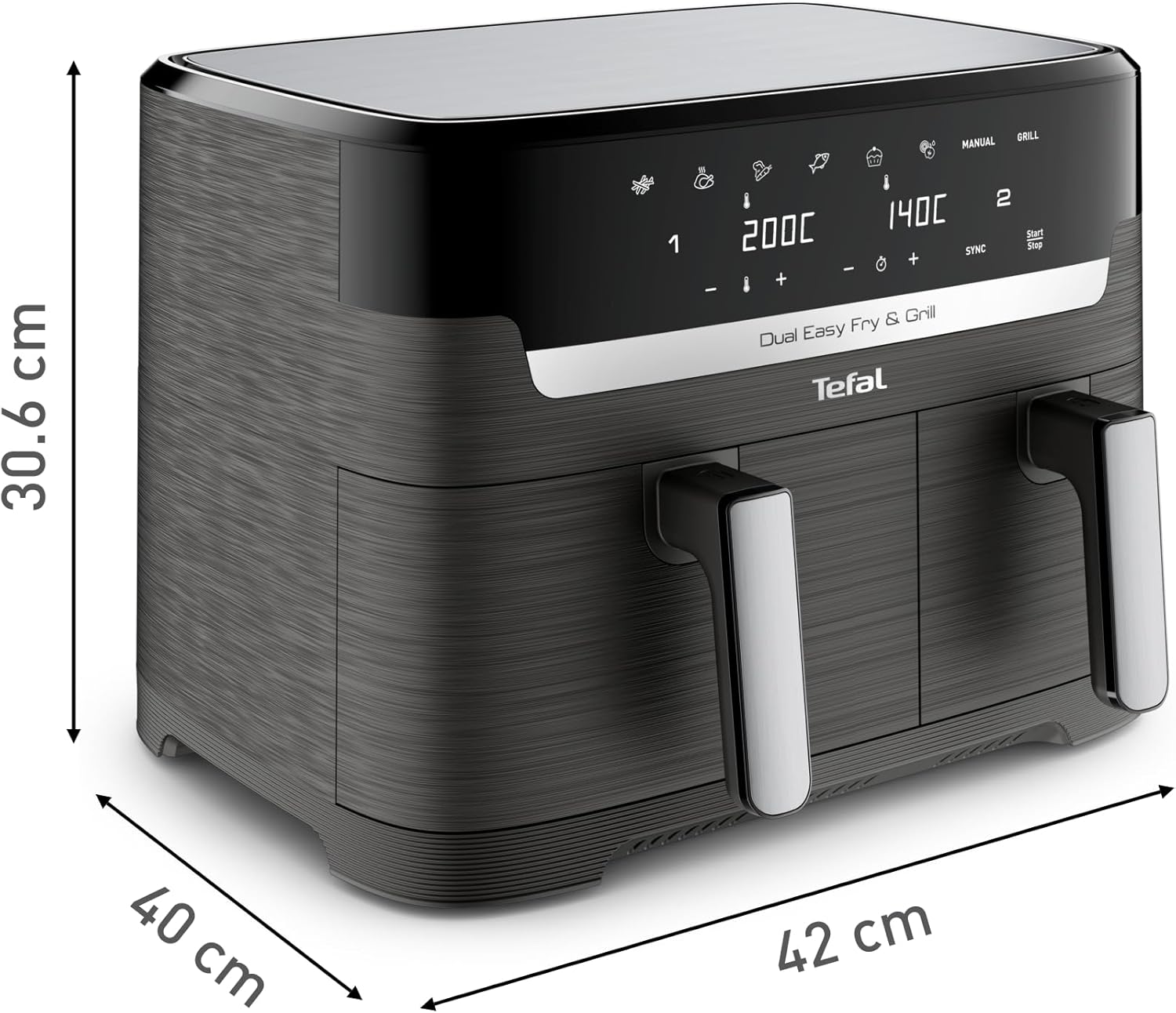 Tefal Easy Fry & Grill Dual XXL, Double Drawer, 8.3Lit, 2700Watts, Stainless Steel