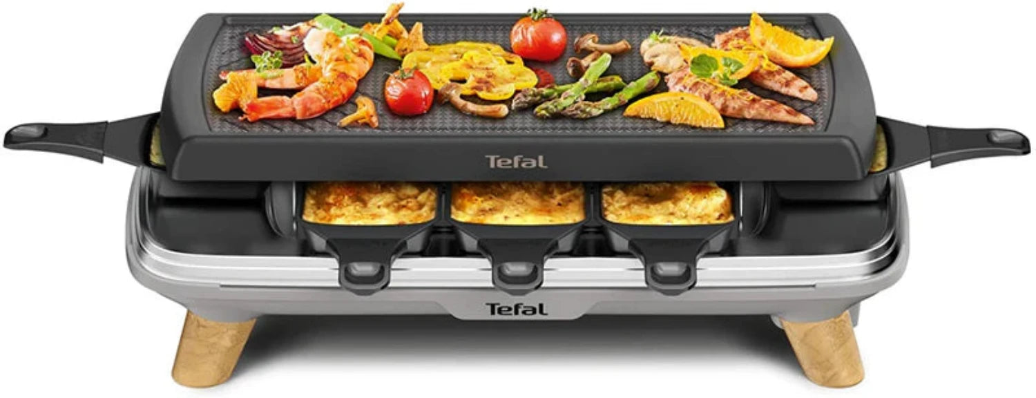 جهاز Tefal راكليت وشواية 2 في 1 (Raclette )، لون أسود وفضي