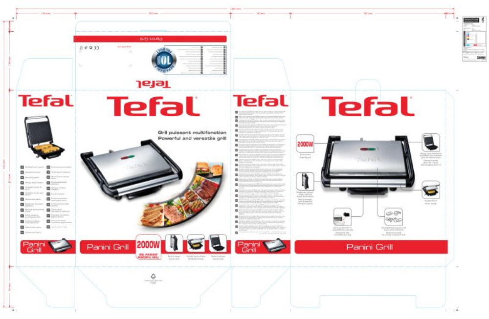 Tefal Panini Grill, 2000Watts, Silver