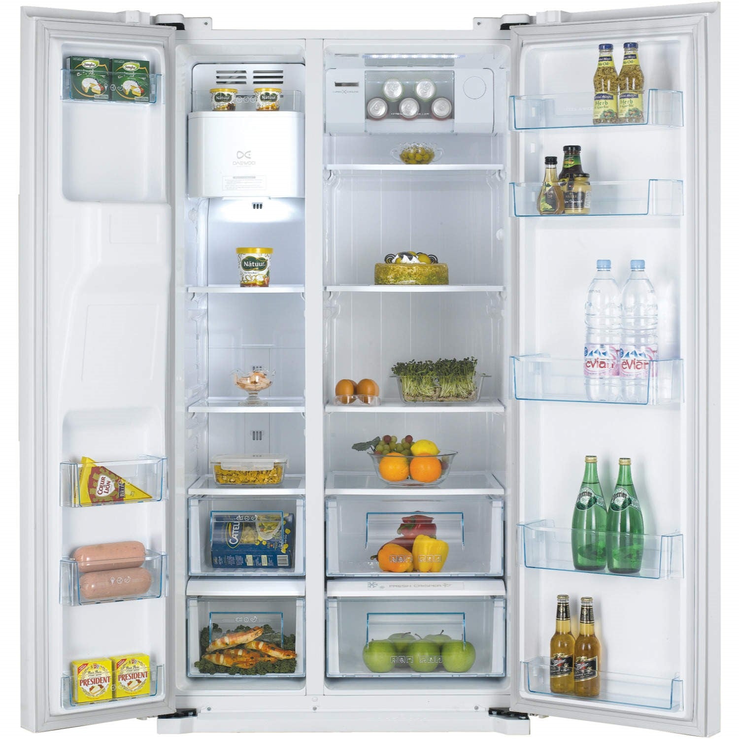 Daewoo, Side by side Refrigerators A+, Silver