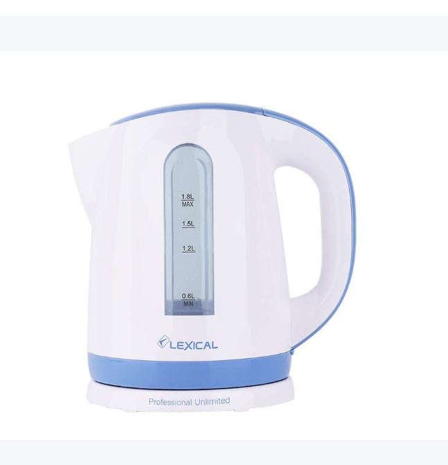 Lexical Electric Kettle Plastic, 1.8Lit, 2200Watts, White Lexical Electric Kettle Plastic, 1.8Lit, 2200Watts, White